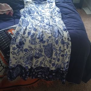 White and blue teacup dress